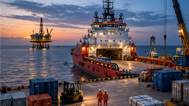 Operação logística de apoio offshore